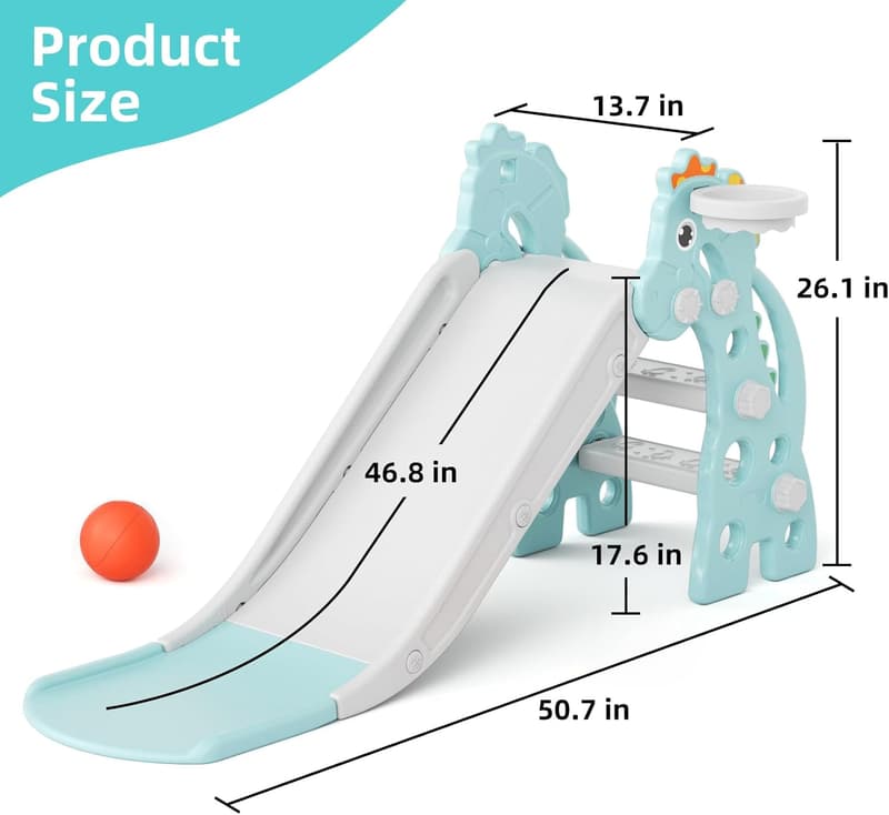 Toddler Indoor/Outdoor Slide Playset with Basketball Hoop