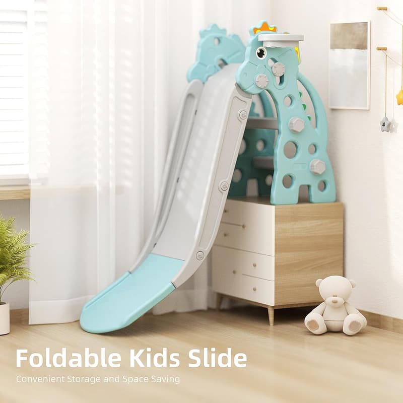 Toddler Indoor/Outdoor Slide Playset with Basketball Hoop