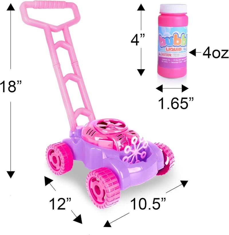 Toddler Bubble Lawn Mower - Outdoor Push Toy for Ages 1-3