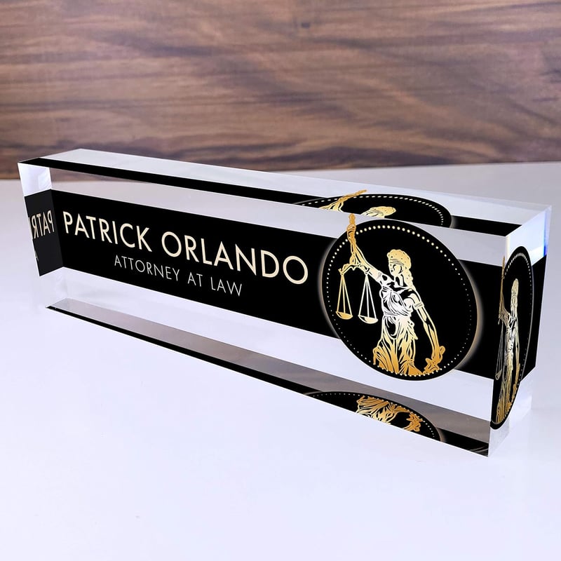 Personalized Lawyer Desk Name Plate | Clear Acrylic Decor (8