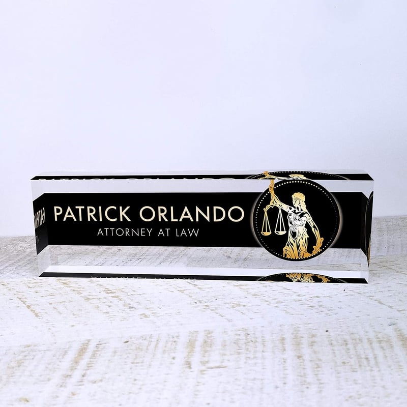 Personalized Lawyer Desk Name Plate | Clear Acrylic Decor (8