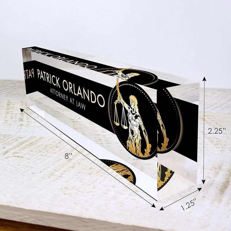 Personalized Lawyer Desk Name Plate | Clear Acrylic Decor (8