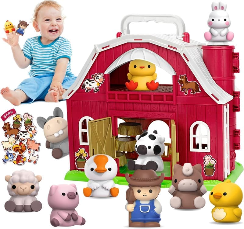 Montessori Farm Animal Playset for Toddlers Age 12-36 Months
