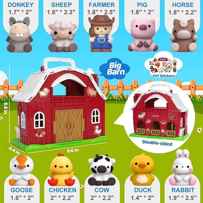 Montessori Farm Animal Playset for Toddlers Age 12-36 Months
