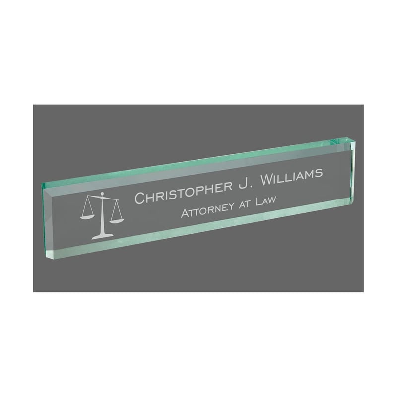 Custom Engraved Jade Glass Name Plate for Lawyers