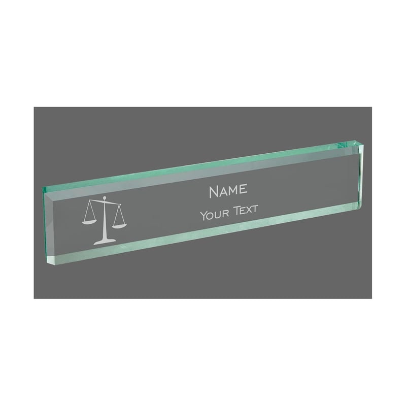 Custom Engraved Jade Glass Name Plate for Lawyers