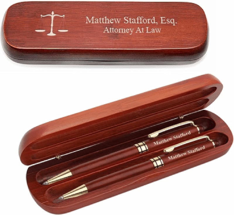 Personalized Cherrywood Double Pen Set for Executives