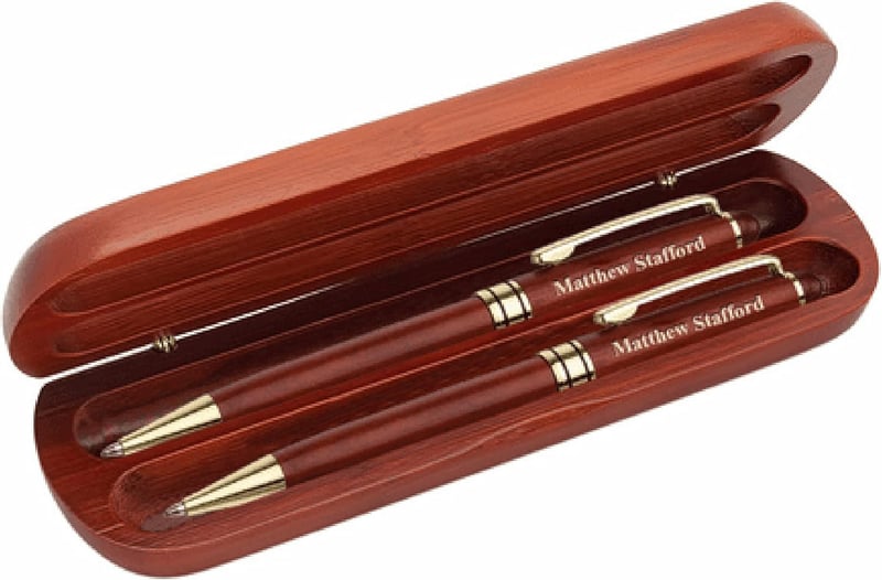 Personalized Cherrywood Double Pen Set for Executives