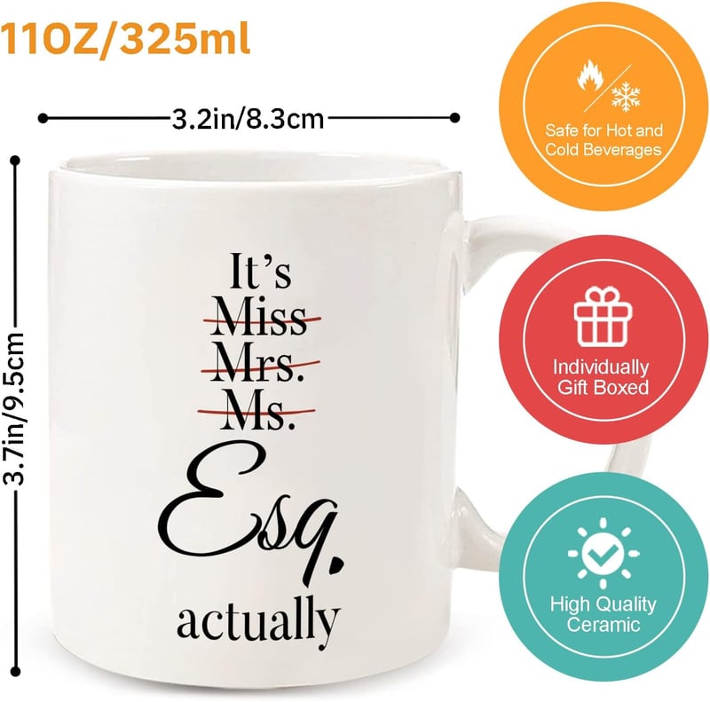 Law School Graduation Gift Mug for Women - 11 oz Attorney Cup