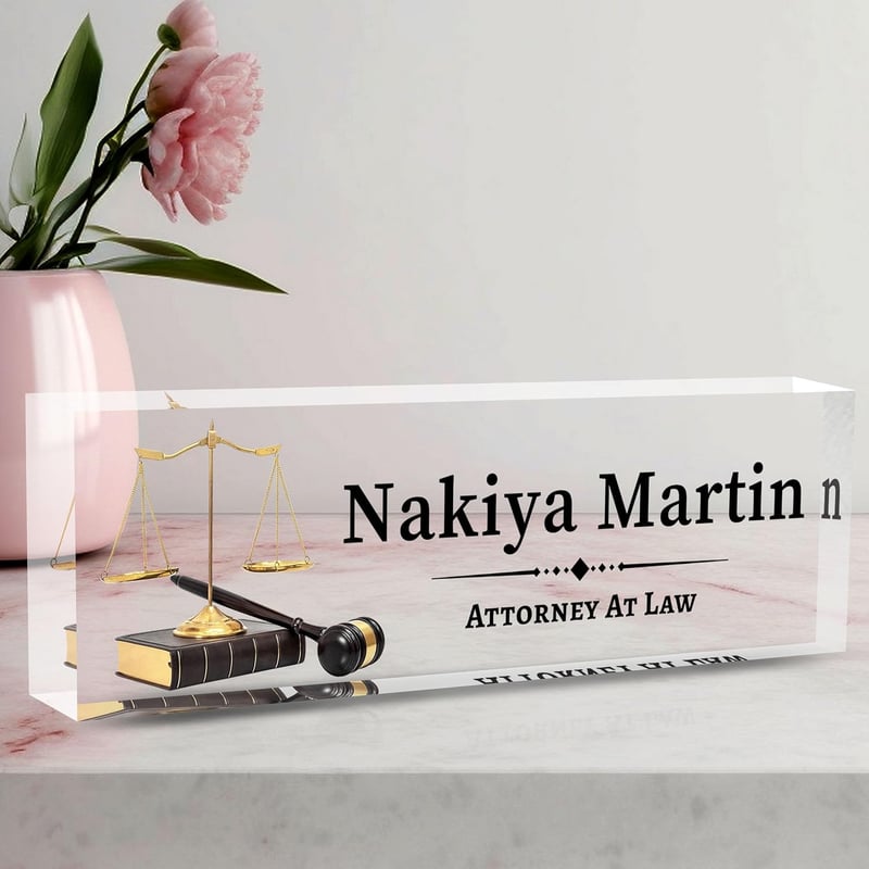 Personalized Lawyer Desk Name Plate - Custom Office Decor