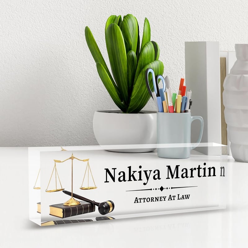 Personalized Lawyer Desk Name Plate - Custom Office Decor