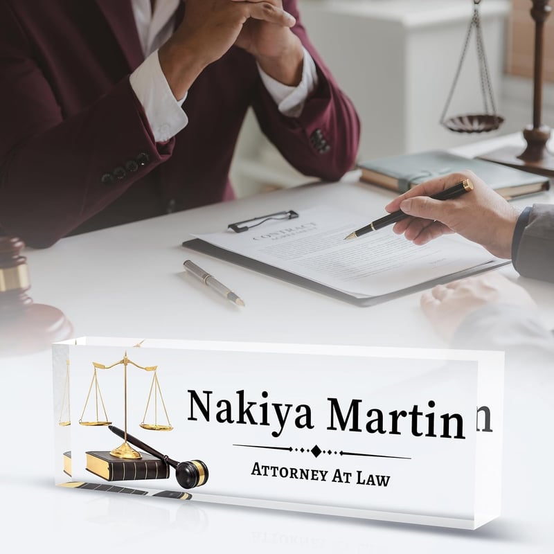 Personalized Lawyer Desk Name Plate - Custom Office Decor