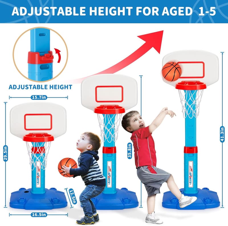 Adjustable Toddler Basketball Hoop with 3 Balls - Indoor/Outdoor Gift
