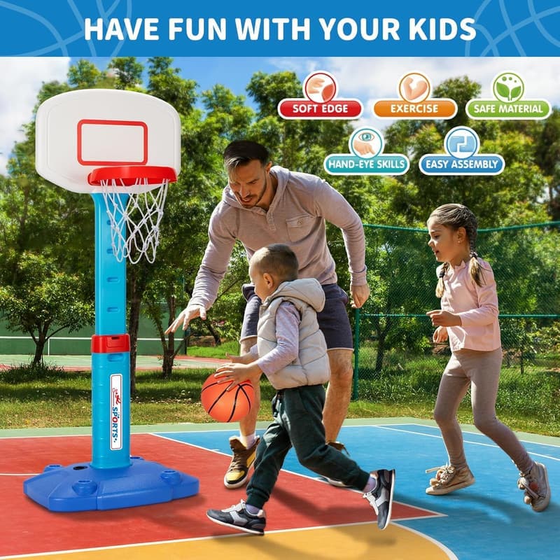 Adjustable Toddler Basketball Hoop with 3 Balls - Indoor/Outdoor Gift
