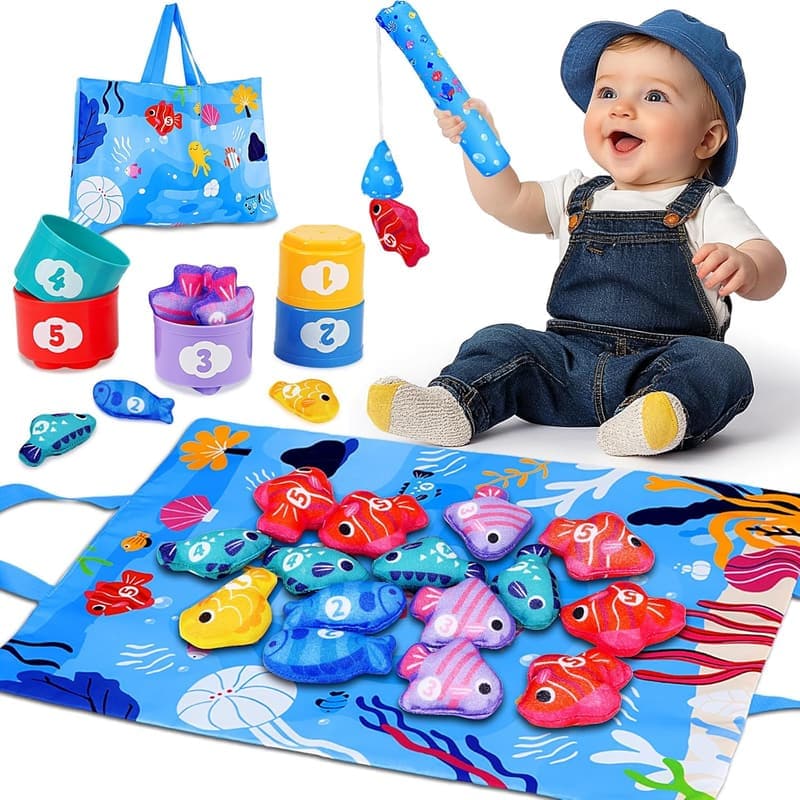 Cloth Fishing Game Montessori Toy for 1-Year-Olds