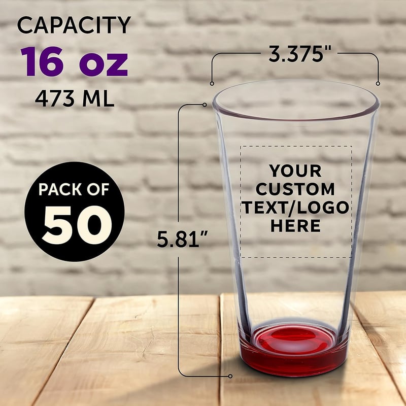 Personalized 16 oz. Custom Libbey Beer Glasses Set of 50