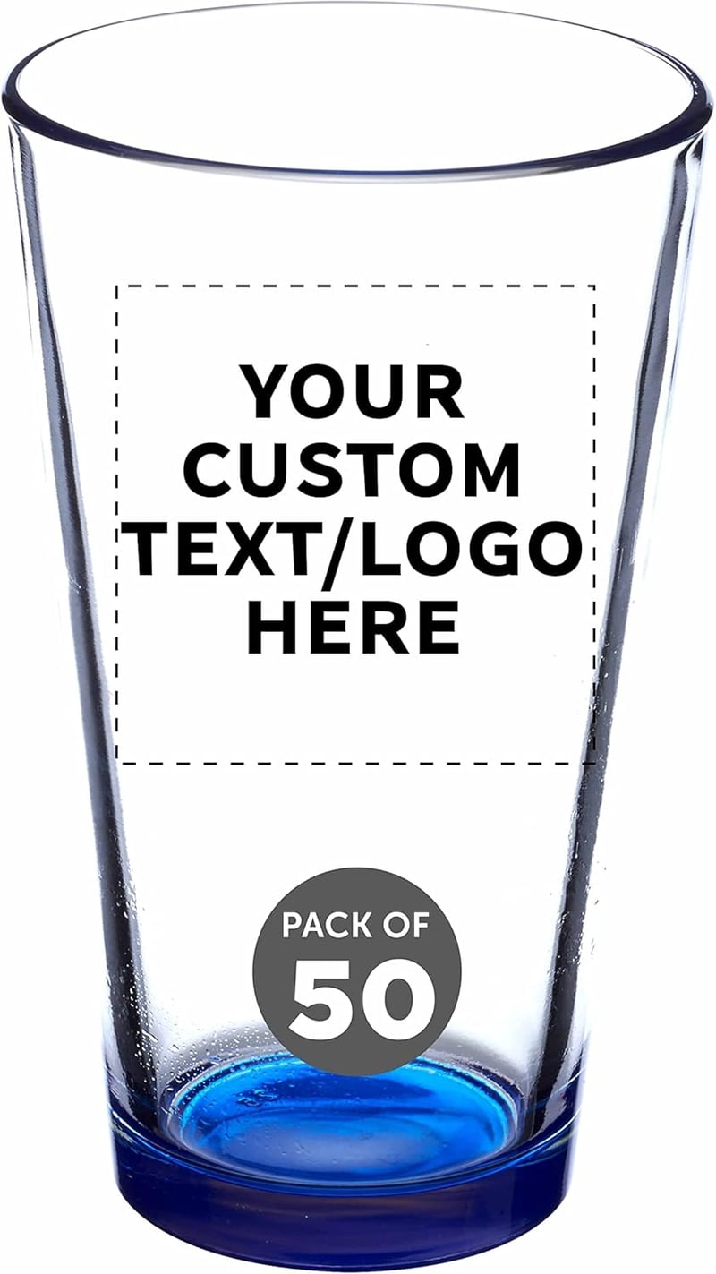 Personalized Set of 50 Heavy-Duty 16 oz. Beer Pint Glasses