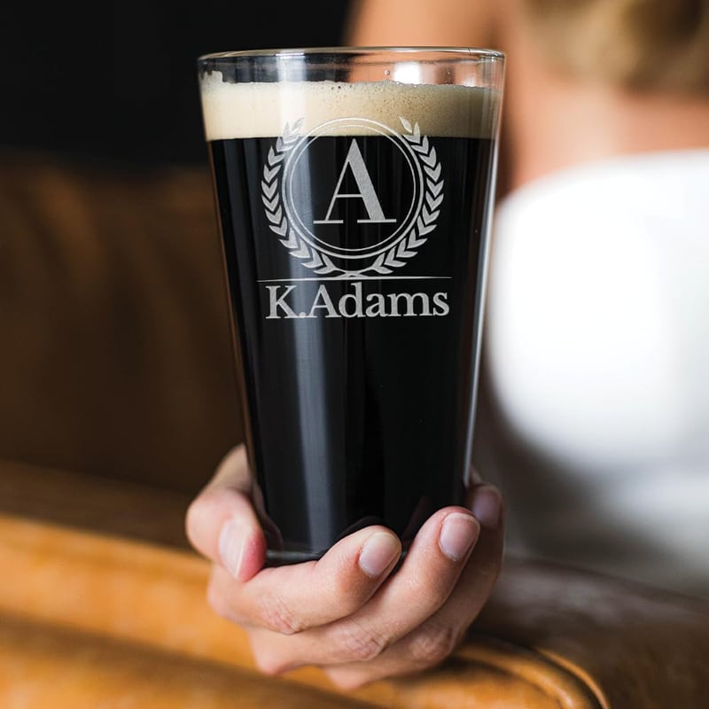 Father's Day Personalized Monogram Beer Glass Set (4 Pack)