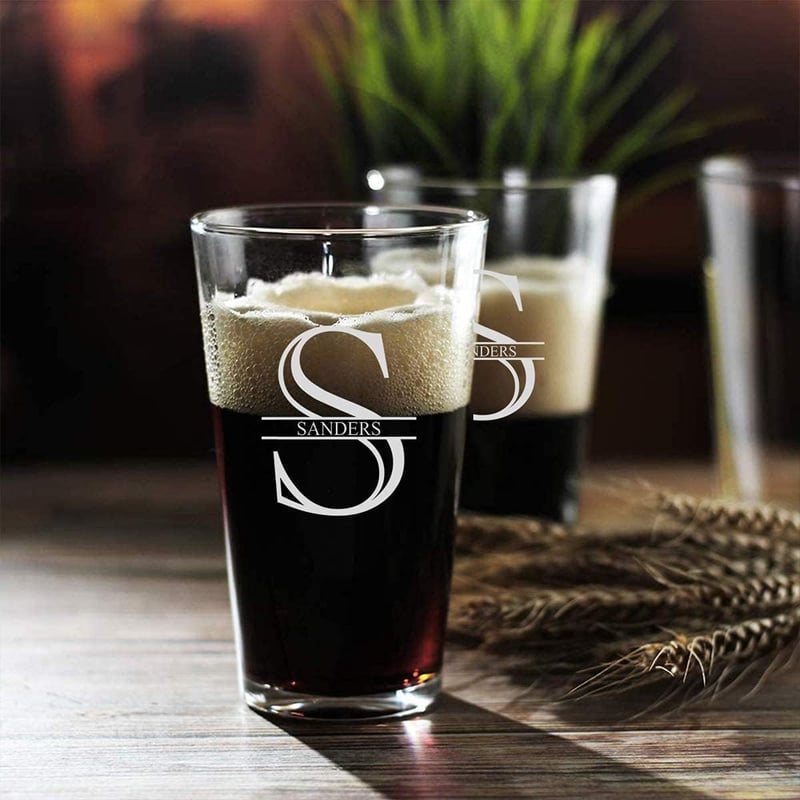 Custom Engraved Beer Glass Set of 4 - Great for Couples