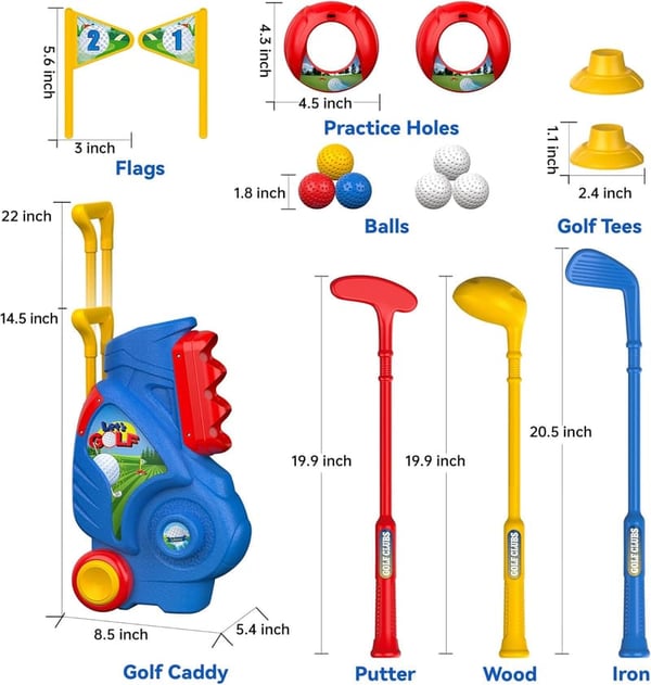 Toddler Golf Set with Shoulder Strap - Indoor/Outdoor Toys (1-5)