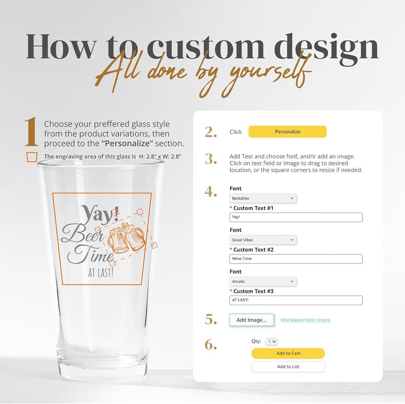 Custom Photo Pint Glass - Great Gift for Men, Birthdays, Father's Day