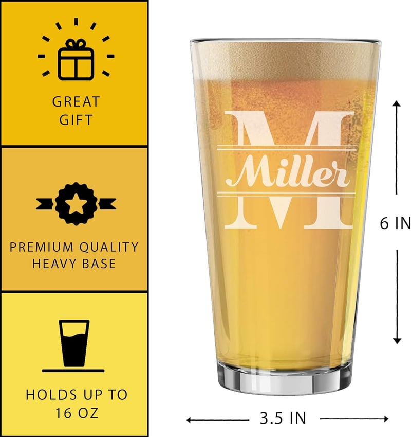 Personalized 16 oz Engraved Pub Pint Glass