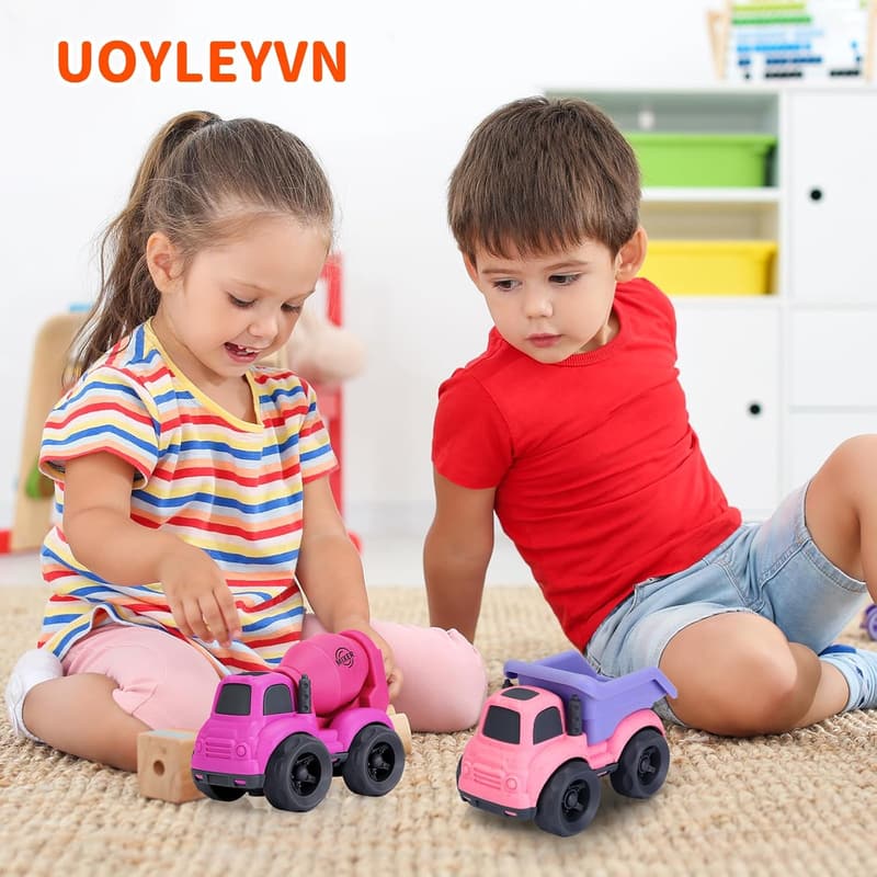 Dump Truck and Cement Mixer Toys for Toddlers, BPA-Free