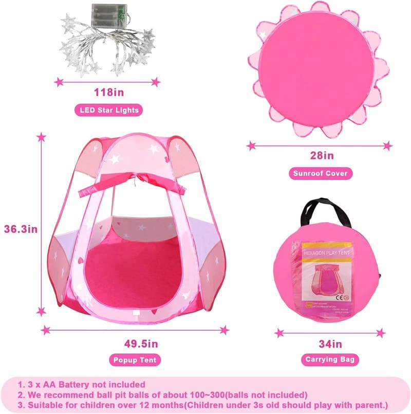 Colorful Star Light Pop-Up Tent for Kids' Birthdays