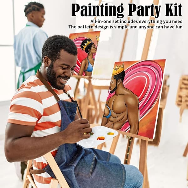 Valentine's Day Paint and Sip Canvas Kit for Couples, 2 Pack