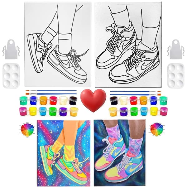 Couples Date Night: Air Jordan Sneakers Canvas Painting Set