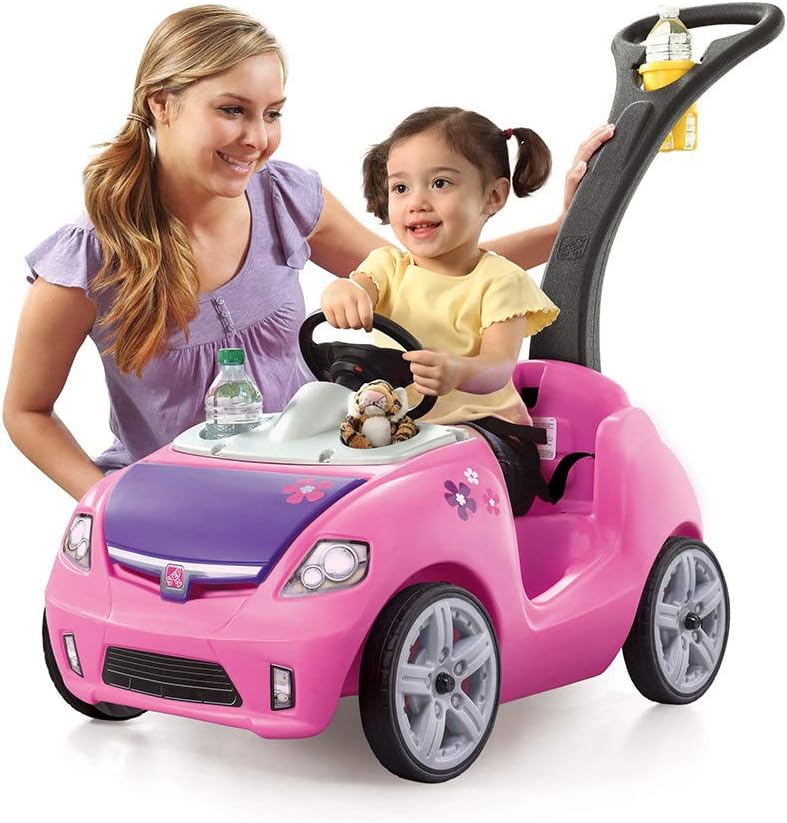 Pink Whisper Ride II Push Toy Car with Seat Belt & Easy Storage