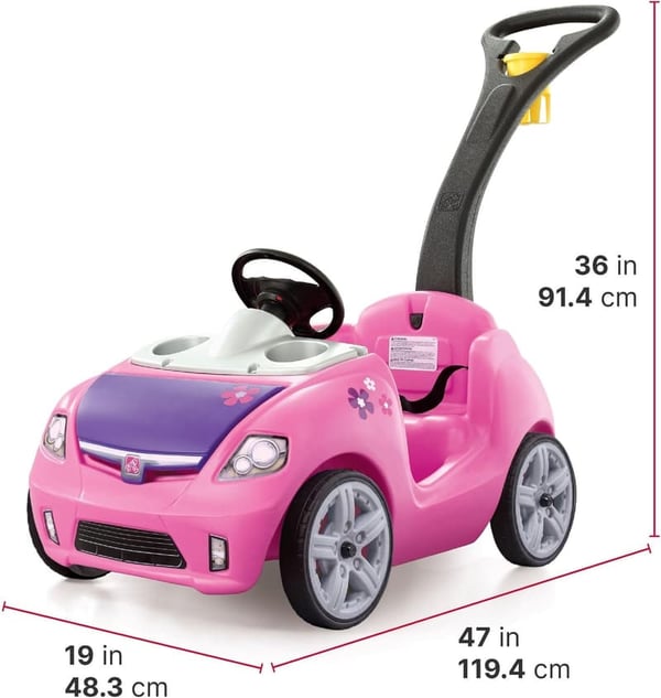 Pink Whisper Ride II Push Toy Car with Seat Belt & Easy Storage