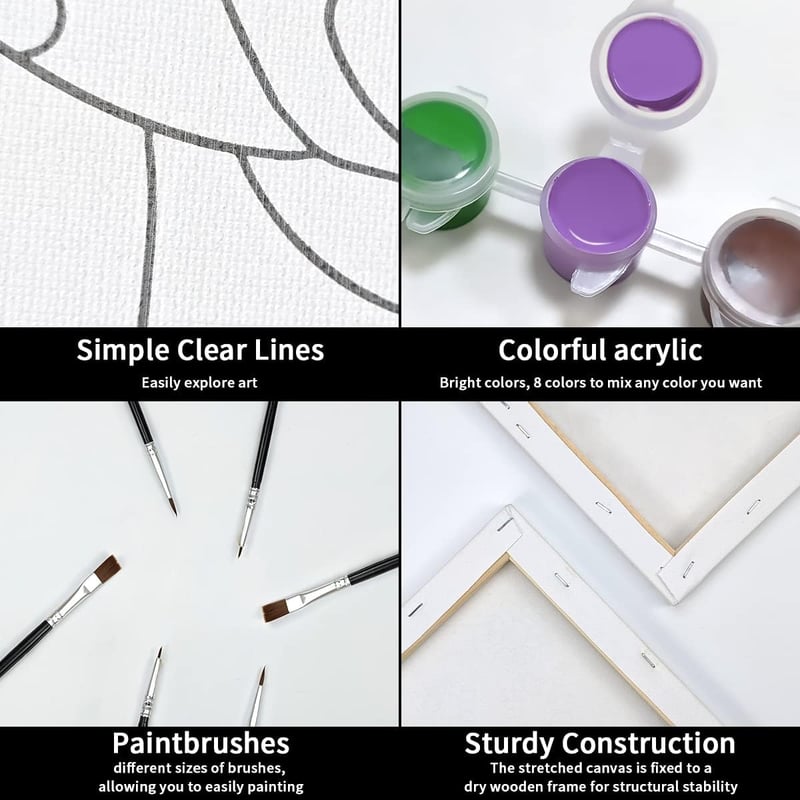 Paint and Sip Kit for Couples - Pre-Drawn Canvas Art Set (2 Pack)