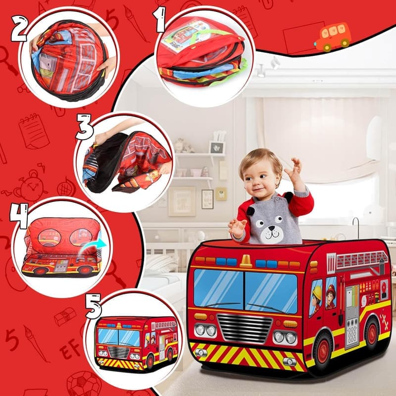 Fire Truck Play Tent for Kids 1-5 年 - Indoor/Outdoor