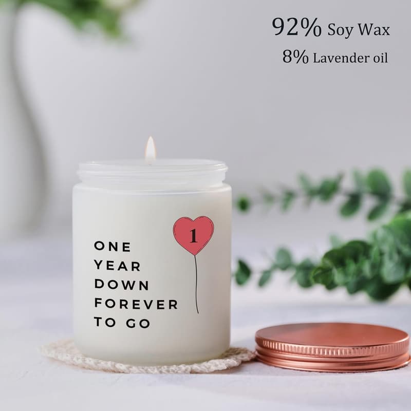 First Anniversary Personalized Candle Gift for Couples