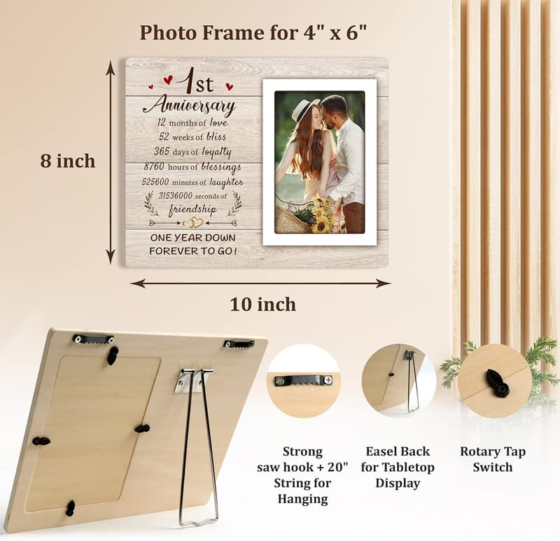 1st Anniversary Paper Photo Frame for Couples - Fits 4x6 Photos