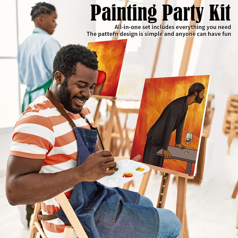 Couples Sip & Paint Kit for Date Night (2 Pack, 8x10)