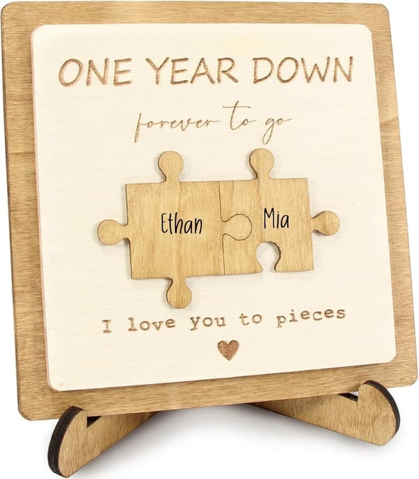 1st Anniversary Rustic Wooden Keepsake for Couples