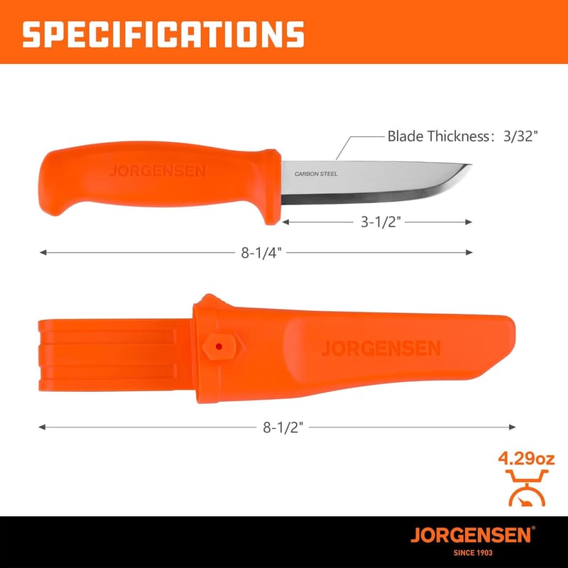 Outdoor Bushcraft Knife with Sheath, SK5 Carbon Steel Blade