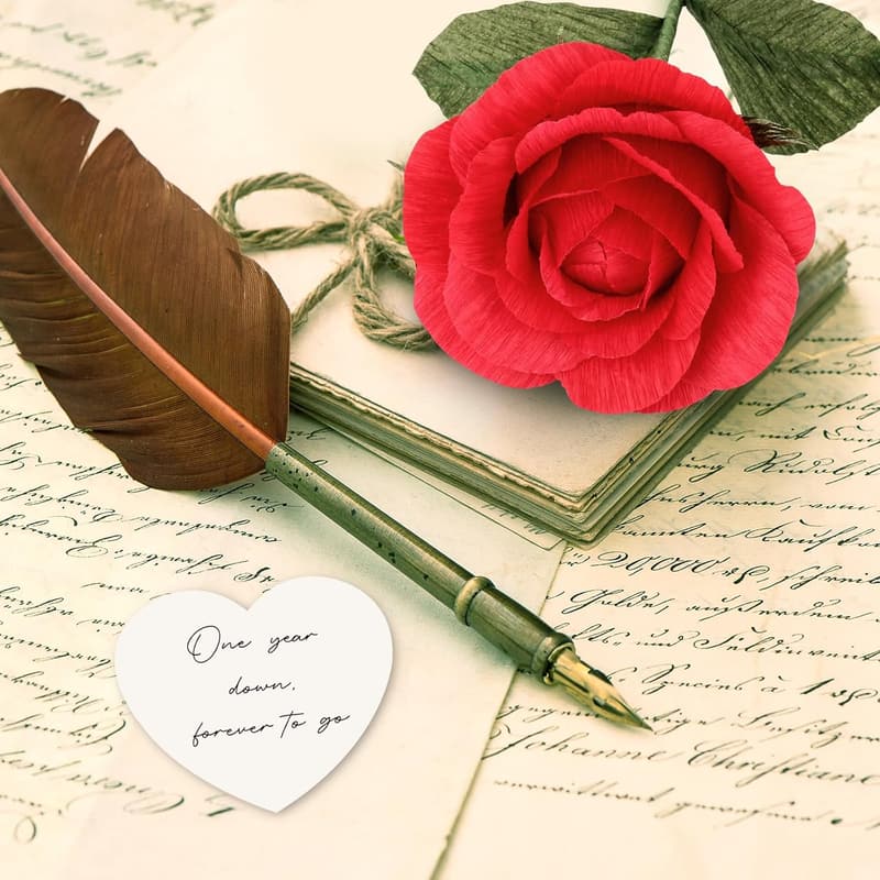 1st Anniversary Handmade Paper Rose Keepsake with Message Card
