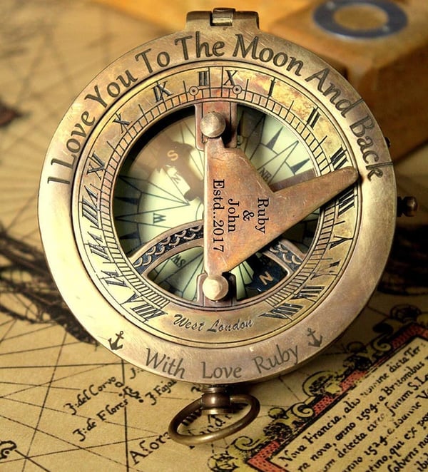Father's Day Personalized Engraved Sundial Compass Gift