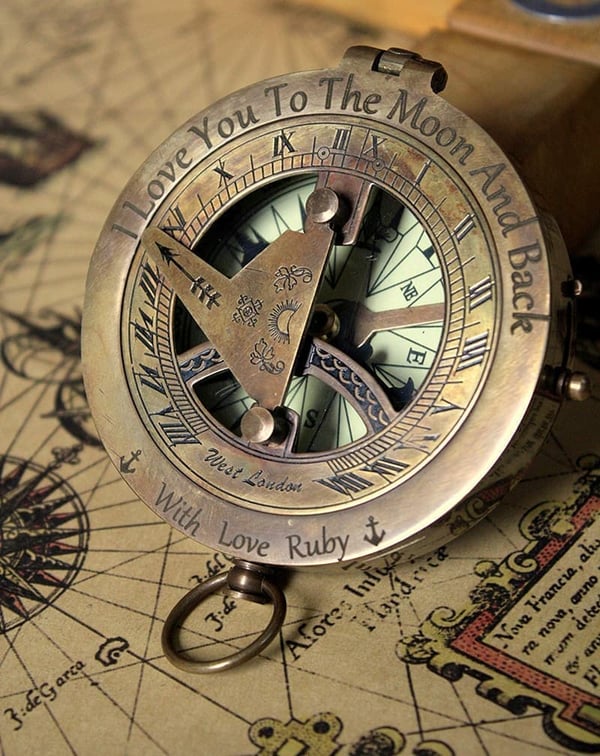 Father's Day Personalized Engraved Sundial Compass Gift