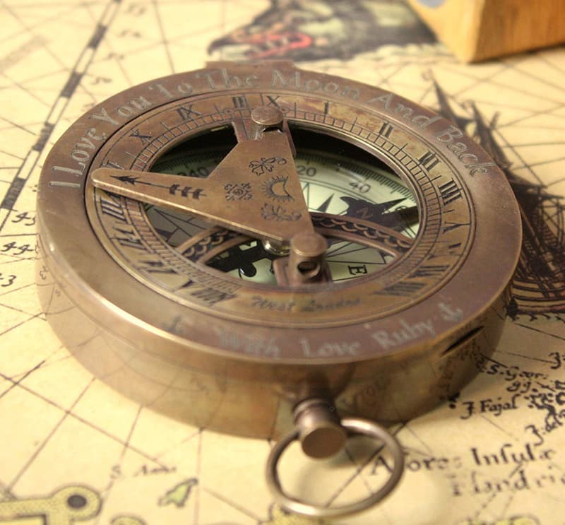 Father's Day Personalized Engraved Sundial Compass Gift
