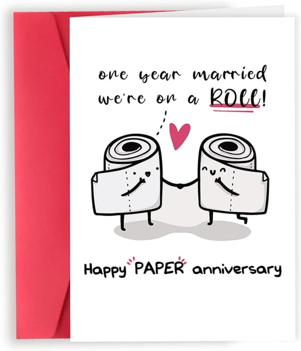 1st Anniversary Funny Paper Card for Couples