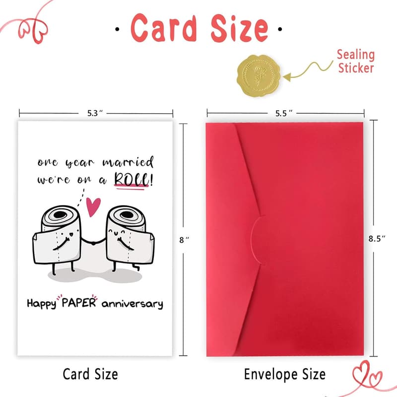 1st Anniversary Funny Paper Card for Couples