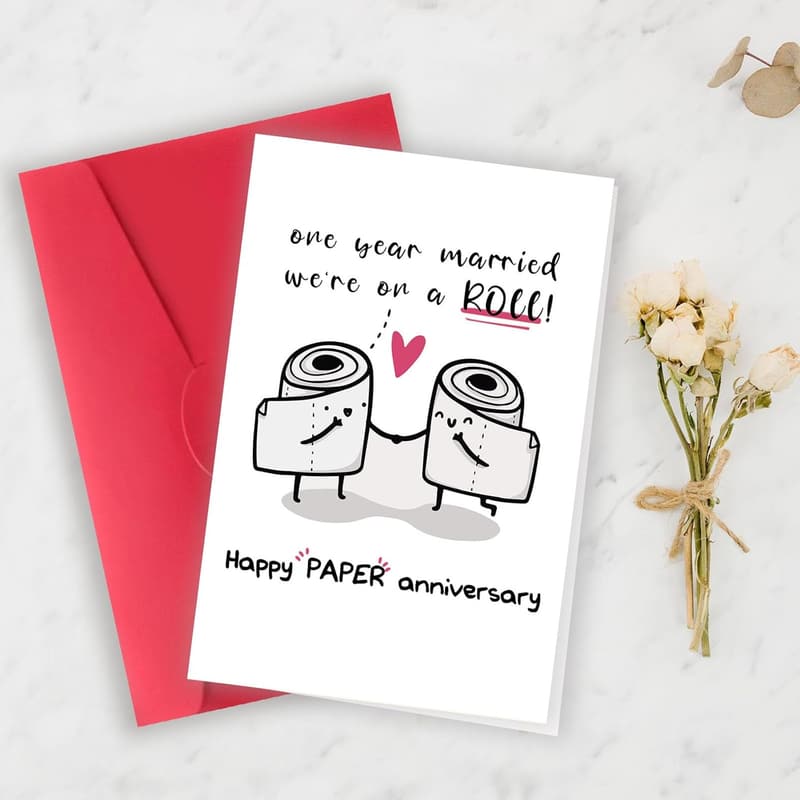1st Anniversary Funny Paper Card for Couples