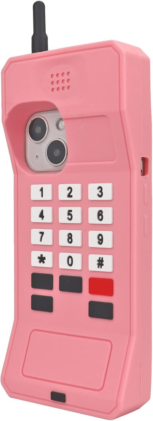 Retro Cartoon Phone Case for iPhone 13/14/15 - Pink Silicone Cover