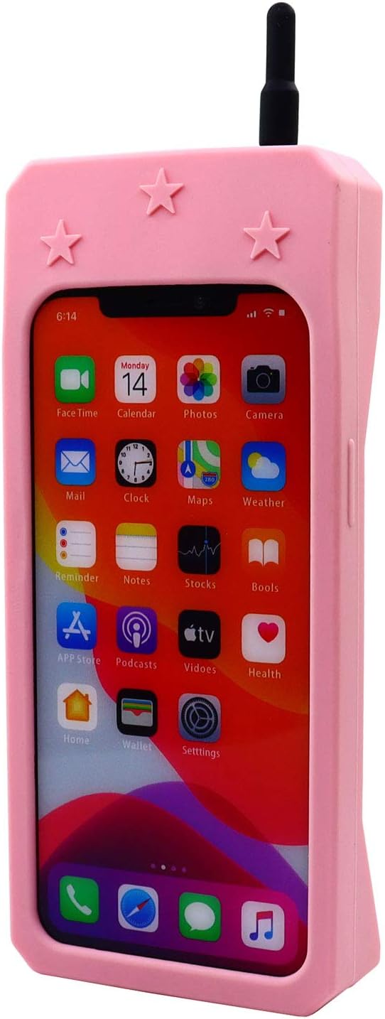 Retro Cartoon Phone Case for iPhone 13/14/15 - Pink Silicone Cover