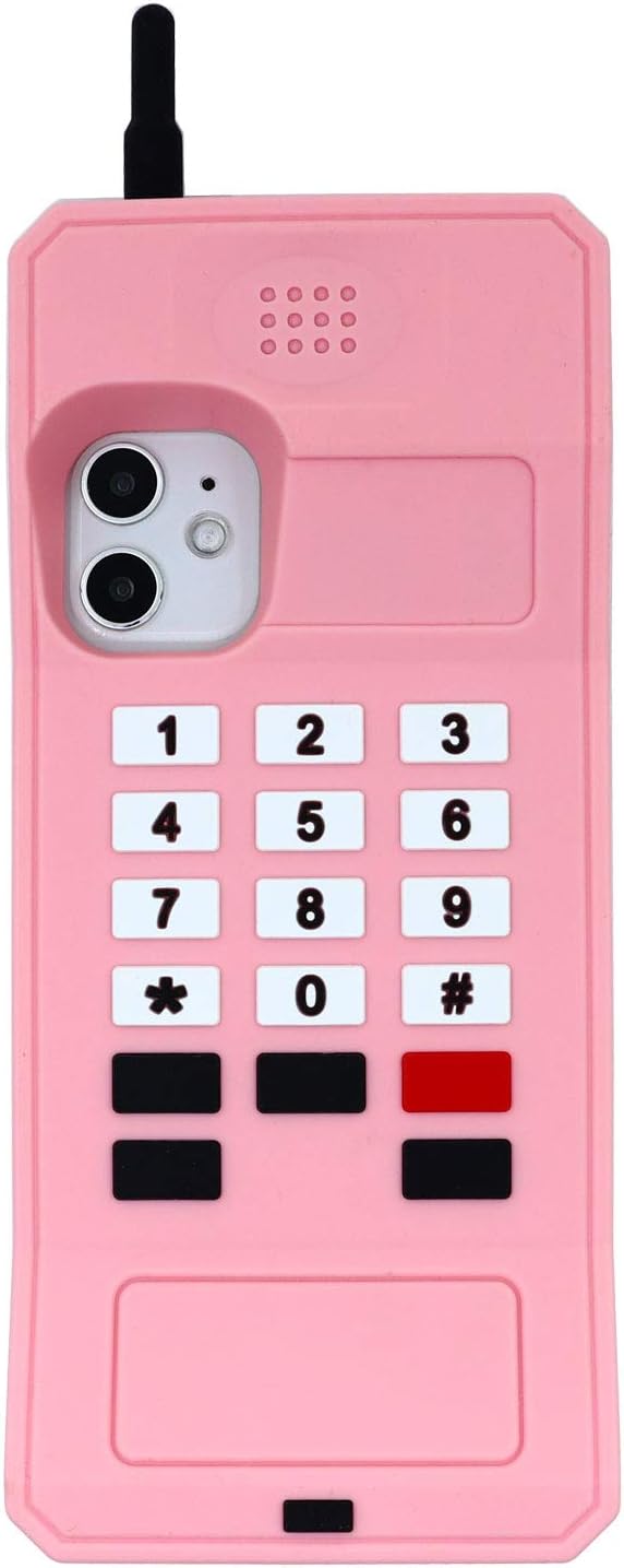 Retro Cartoon Phone Case for iPhone 13/14/15 - Pink Silicone Cover