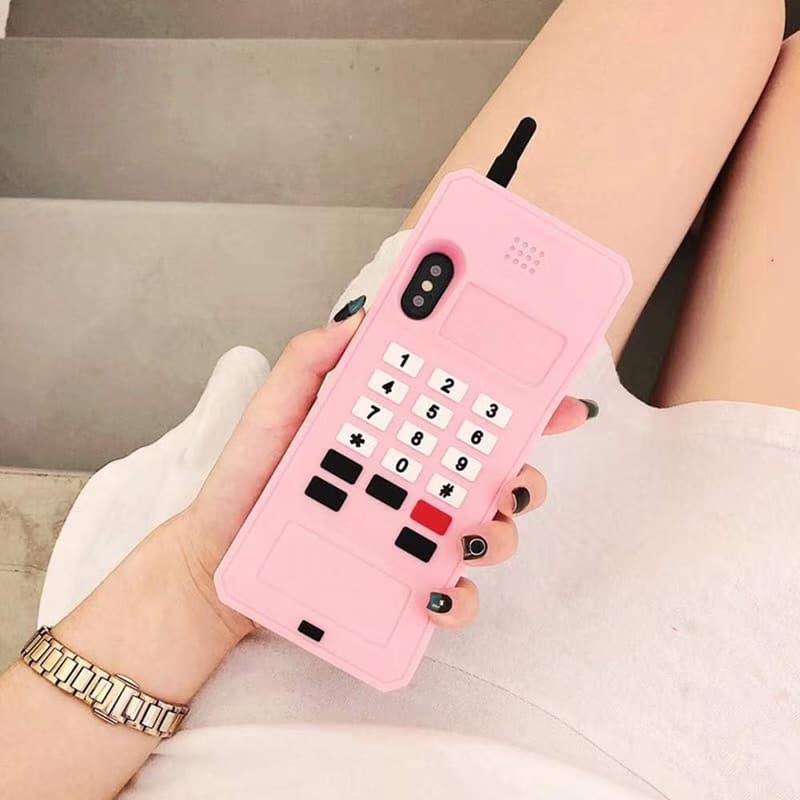 Retro Pink 3D Silicone Case for iPhone XR - Soft Rubber Bumper